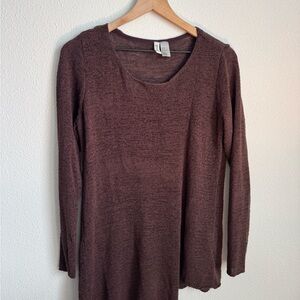 Cozy Long Sleeve Scoop Neck Women's Top - Brown